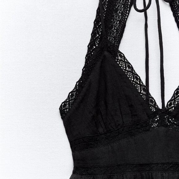 ZARA LACE INSERT MINI DRESS - Picture 12 of 12